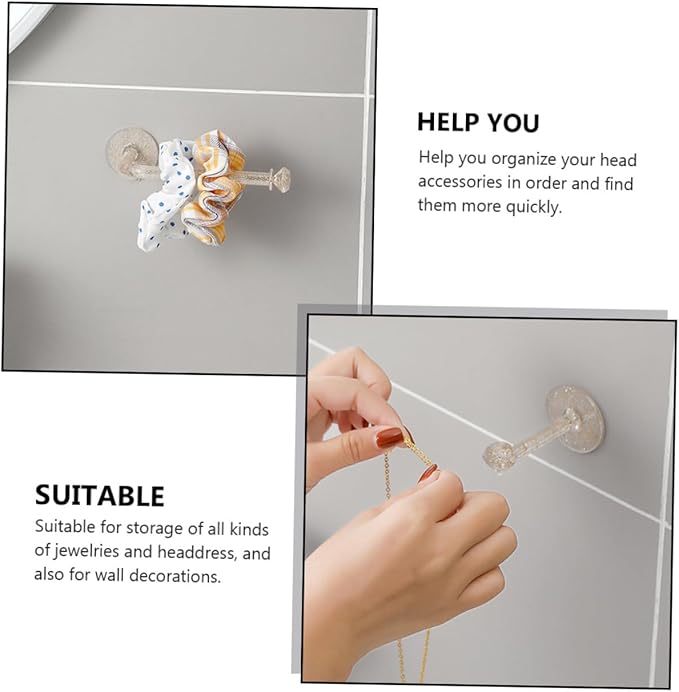 PRETYZOOM 12pcs Decorative Wall Headdress Hanger Hair Accessories Organizer Rack for Easy Storage and Display of Headbands Hair Ties and Jewelry Punch Design for Home Use