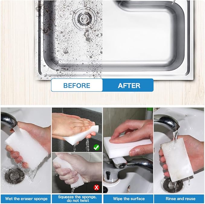 20 Pack Melamine Sponges Multi-Functional Cleaning Sponge Eraser for Household Kitchen Bathroom Bathtub Sink Melamine Sponge Foam Pads in Bulk