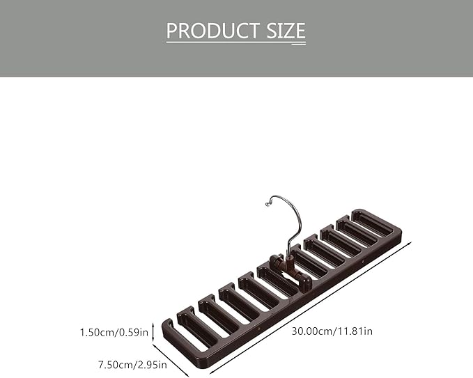 TOYANDONA Multi-Slot Tie and Scarf Hanger Rack, Brown Belt Organizer for Closet Storage, 2pcs Set, Space-Saving Accessory Organizer for Home Wardrobe