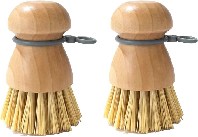 Dish Brush (2pcs/Set) for Everyday Use, Dish Scrub Brush, Wooden Dish Brush, Dish Brush with Handle for Kitchen Brush, with Hanging Loop Design for Quick Drying and Clutter-Free Counters.