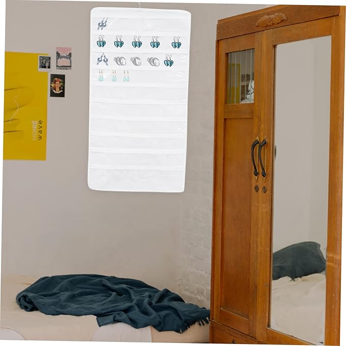 Vaguelly Hanging Sundries Storage Bag Dual-sided Transparent Jewelry Organizer for Accessories Travel-friendly Design Neat and Tidy Storage
