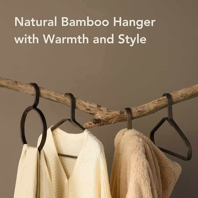 GUDEE CAKON Bamboo Circle Hanger Scarf Rack, Stylish and Durable Organizer for Scarves and Accessories (Brown)