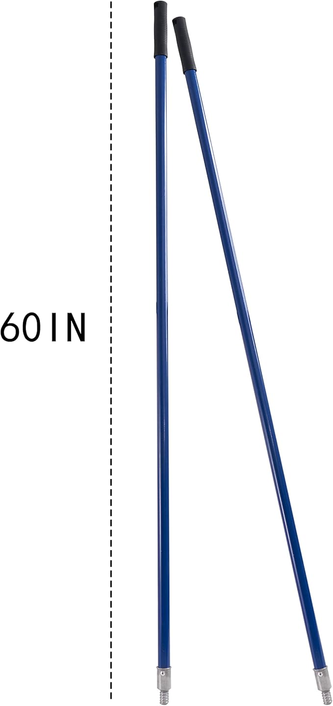 Matthew Cleaning Commercial Screw On Mop Handle for Floor Cleaning Heavy Duty Mop Head Replacement Holder 60inch with Threaded Metal Tip(Blue, 12 Pack)