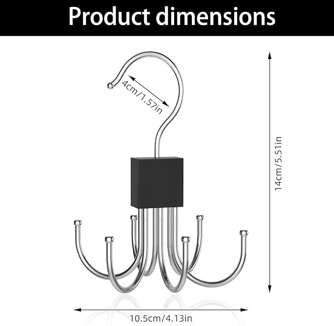 Belt Hanger for Closet Multi-Purpose 360° Rotatable Tank Top Hanger Tie Organizer for Closet Purse Holder for Closets Space-Saving Storage for Belt Bra Hat Tank Top Tie Scarf Purse (1PCS)