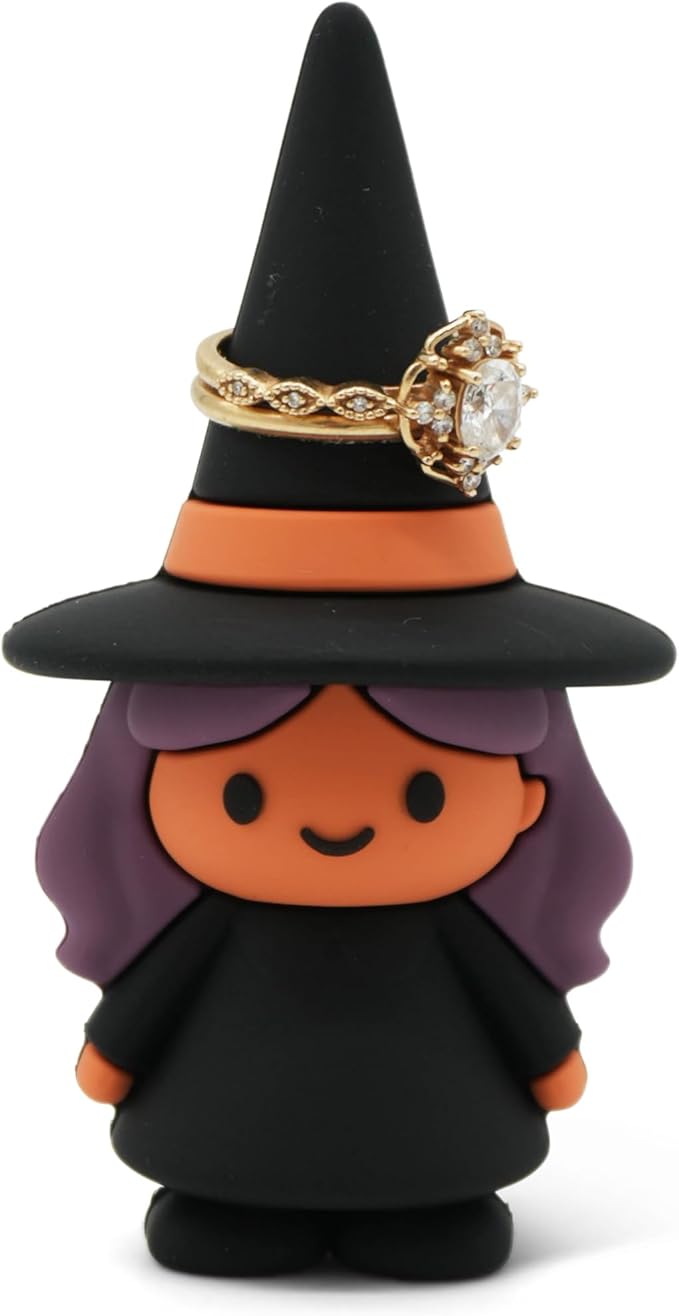 Figurine Ring Holder – Cute and Decorative Jewelry Organizer for Rings, Earrings & Small Accessories – Perfect for Vanity, Dresser, or Bathroom Countertop – Witch
