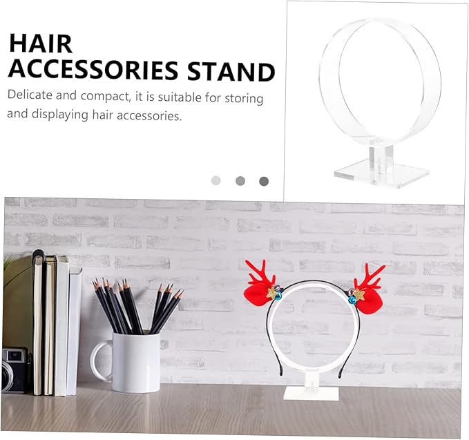 2pcs Round Shape Acrylic Headband Display Stand Hair Accessories Organizer for Girls Hairband Holder Rack Hairbands Organized Visible