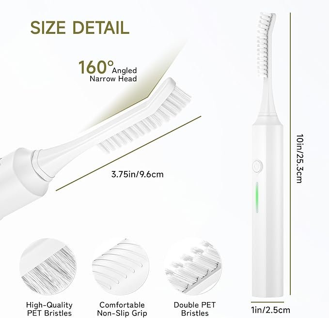 Electric Crevice Cleaning Brush, IPX7 Waterproof Electric Grout Scrub Brush with 2 Replaceable Heads, Power Shower Scrubber for Tile, Kitchen, Bathroom, Window Track & Toilet