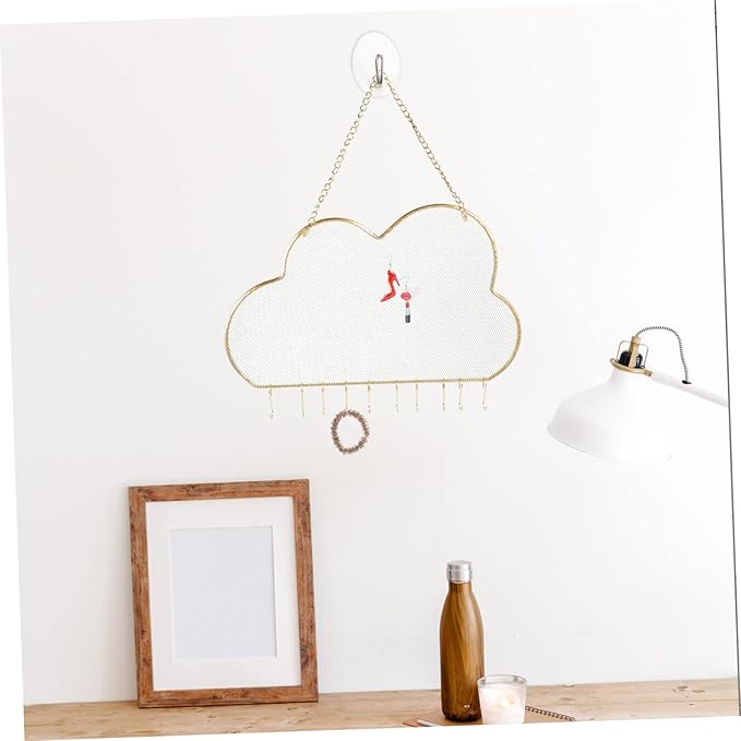 SAFIGLE Cloud Shape Jewelry Organizer Wall Mounted Iron Mesh Necklace and Earring Display Rack Stylish Hanging Jewelry Holder for Women Versatile Accessory Storage
