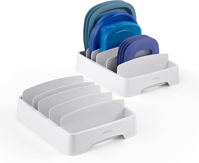YouCopia StoraLid Adjustable Food Container Lid Organizer for Kitchen Cabinet Storage, Small, 2-Pack