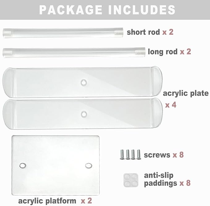 Bigfety Acrylic Headband Holder, 2 Pack Clear Headband Organizer Stand, Hair Accessories Storage (2-Tier & 2-Panel)