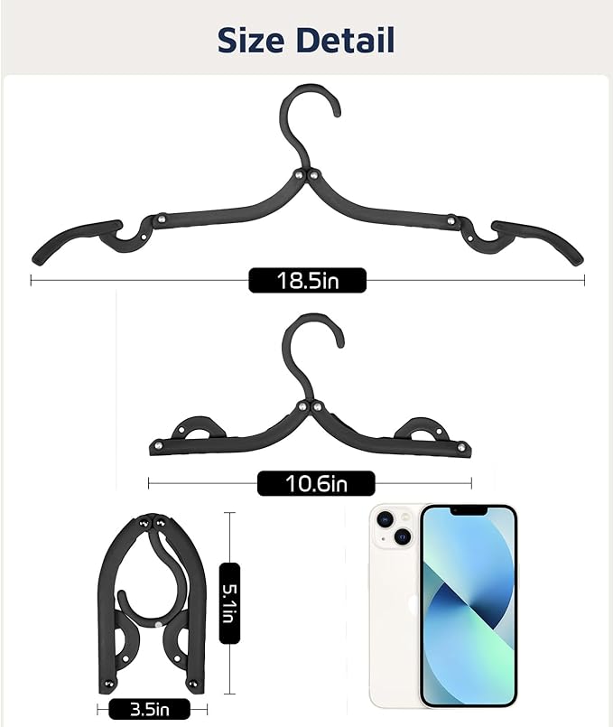 10 Pcs Travel Hangers, Cruise Ship Essentials Travel Essentials, Portable Cruises Must Haves 2026, Folding Hangers for Suitcase, RV Camping Airplane Europe Vacation Essential, Black
