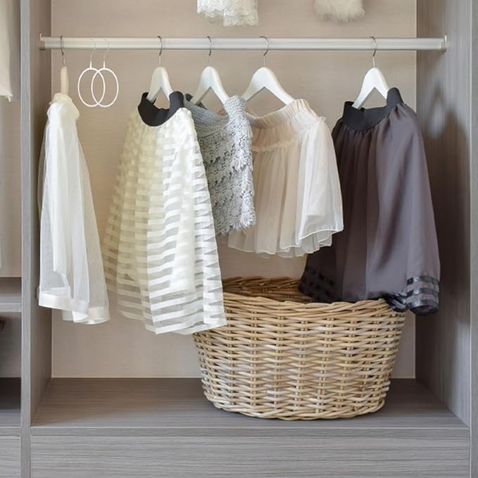10pcs White Plastic-Coated Scarf Organizers and Tie Belt Hangers Iron Wardrobe Storage Rings for Closet Scarf Display and Multi-Functional Accessory Organizer
