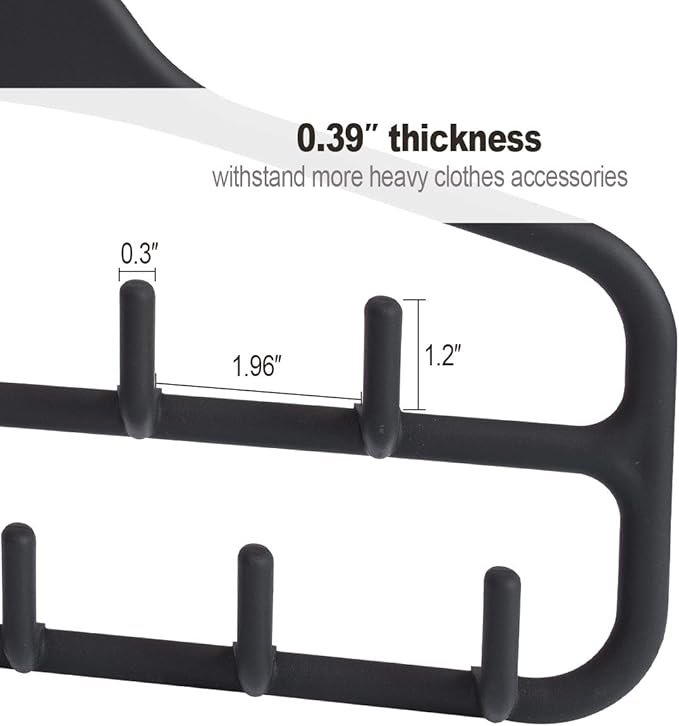 ELONG HOME Belt Hanger, Tie Rack for Closet, Sturdy Belt Organizer with 360 Degree Swivel, 11 Large Sturdy Belt Hooks, Non Slip Rubberized Belt Rack, Black