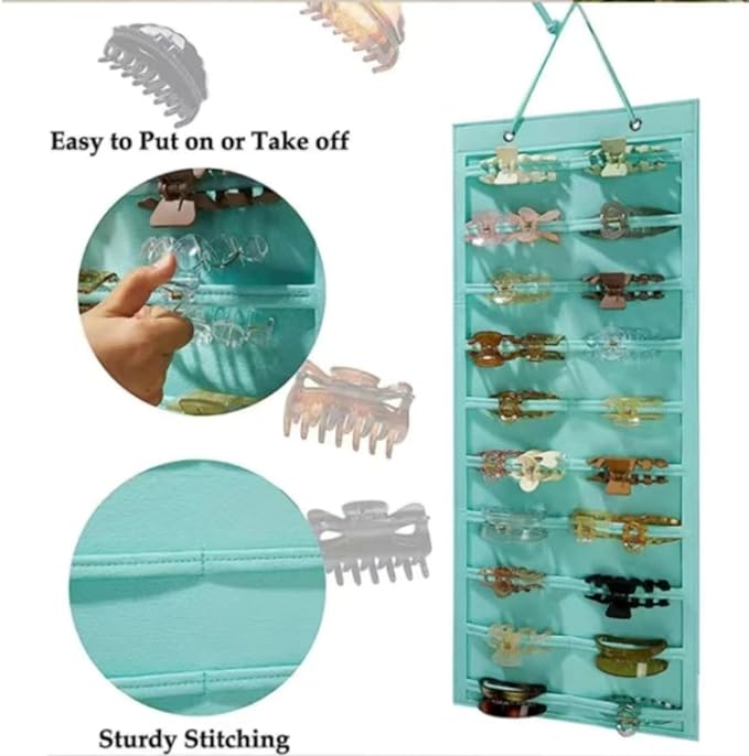Hanging Claw Clip Organizer for Women Large Capacity Hair Bows Holder Hair Accessories Storage for Sunglasses, Hair Clips, Jewelry, Headbands, Claw Clips Organizer