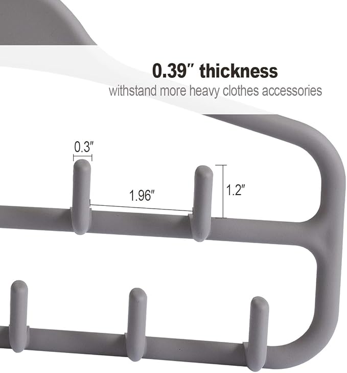ELONG HOME Belt Hanger 2 Pack, Sturdy Belt Organizer with 360 Degree Swivel, Tie Rack with 11 Large Belt Hooks for Closet, Non Slip Rubberized Belt Rack, Gray