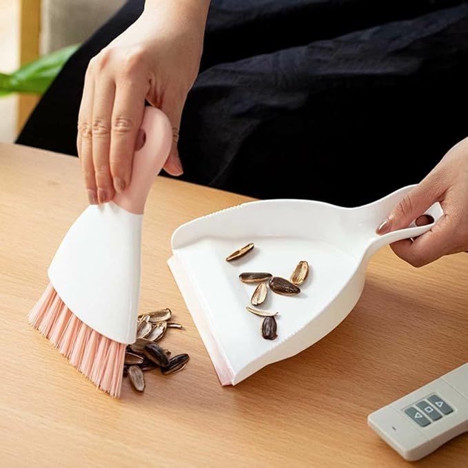 Dust pan Broom Brush Dustpan - Small Broom and Dustpan Set,Mini Broom and Dust pan,Small Dustpan and Brush Set for Home Cleaning, Sofa, Desk, Guinea Pig Cage, Cat Litter etc.（Pink）