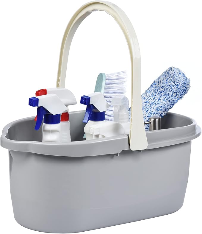 Haundry 4.5 Gallon Cleaning Bucket, Good Grips Household Mop Bucket for Cleaning Supplies, Cleaning Caddy Organizer Basket with Handle, 17.1L, Grey