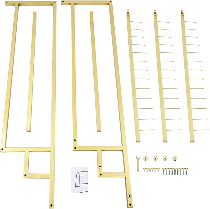 Belt Hanger, 3 Tier Freestanding Belt Display Rack with 39 Hooks, Tie Racks Belt Organizer Purse Hangers, Floor Mounted Retail Display for Belts, Ties, Scarves (Gold)