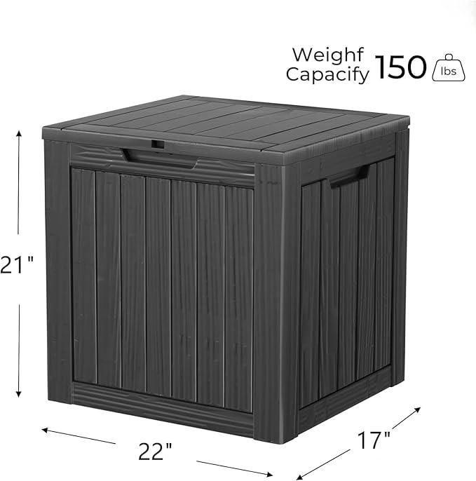 Outdoor Storage Box 30GAL Waterproof Resin Deck Box,UV-Resistant Lockable Package Delivery Bin for Garden Tools,Patio Outside Cushions,Pool Accessories Supplies,Chest,Furniture,Black
