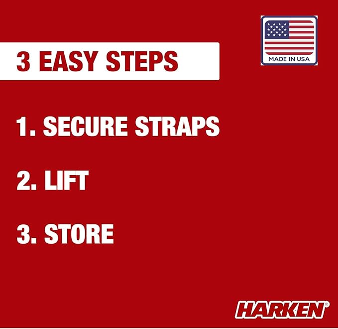 HARKEN Hoister - Bikes & Overhead Garage Storage 1 Point Hoist System (45lb Capacity, 12ft Ceiling), Space-Saving Organization, Easy One-Person Operation, Safe Anti-Drop, Self-Leveling - model 7800.12