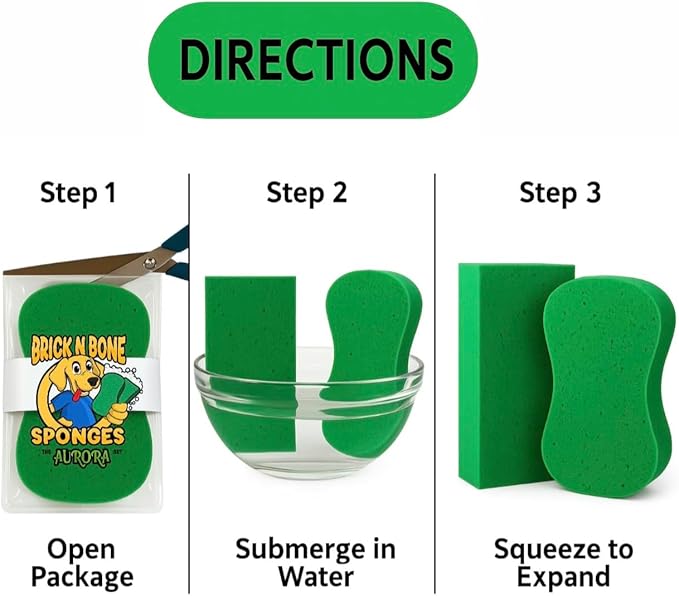 Multi-Purpose Sponges for Cleaning - Green 10 Pack, Large Sponges for Car Washing, Tile & Grout, Bulk Pack Sponge