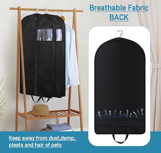 KIMBORA 43" Garment Bag for Travel, Gusseted Suit Bags for Men with Handle Garment Bags for Hanging Clothes Storage Suit Cover for Coats, Jackets, Shirts