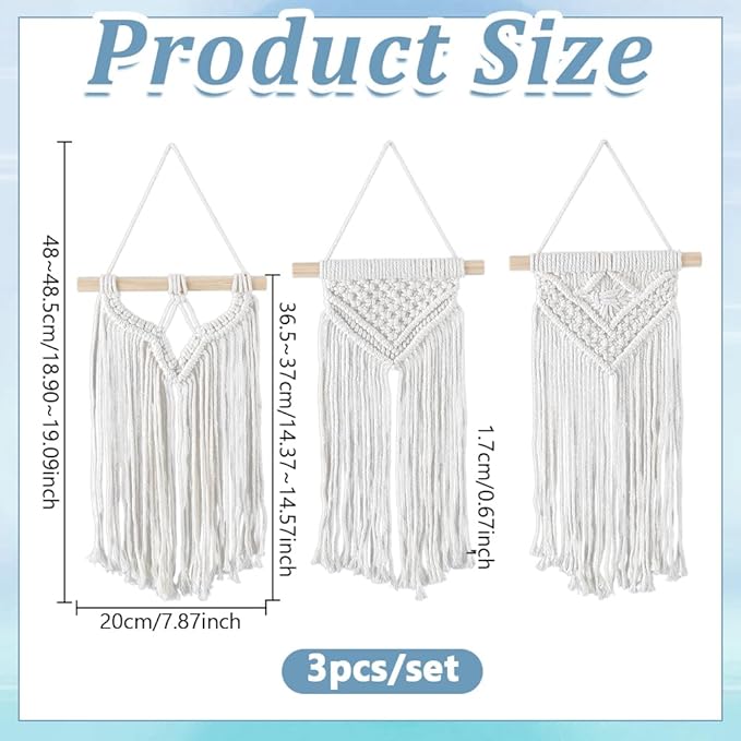 AHANDMAKER 3Pcs Macrame Hair Bow Holder Boho Wall Hair Clips Hanger Headband Storage Organizer Hanging Hairs Bow Organizer Tassels Bows Organizer Wall Hanging Decoration for Bedroom Living Room