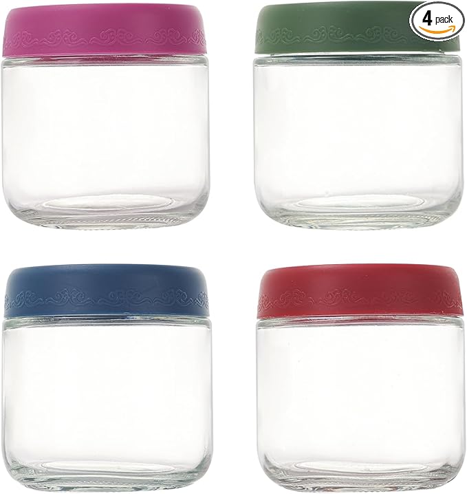 10 OZ 4Pack, Overnight Oats Jars with Lids, Glass Meal Prep Containers, Airtight Mason Jars for Breakfast, Yogurt Parfait, Salad & Smoothies, Leakproof and Reusable Food Storage Jars(4-1)