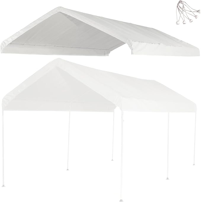 10x20 ft Carport Replacement Canopy Cover - Heavy-Duty Waterproof Tarp with UV Protection, Easy Install Canopy Shelter Top (Frame NOT Included)