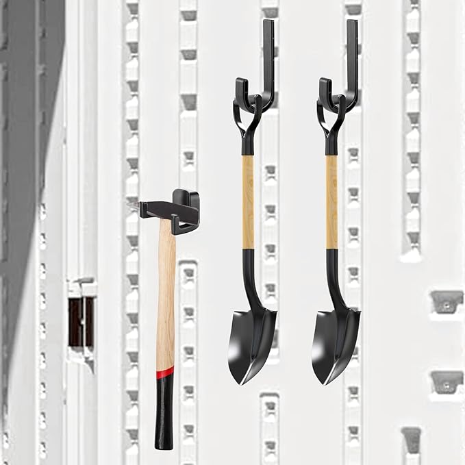 6 Packs Storage Shed Hooks Compatible with Suncast/Craftsman Shed, U-Shape and J-Shape Storage Shed Shelves Accessories with 4 Packs Long Bolts for Organizing Tool, Ladders, Bulk Items