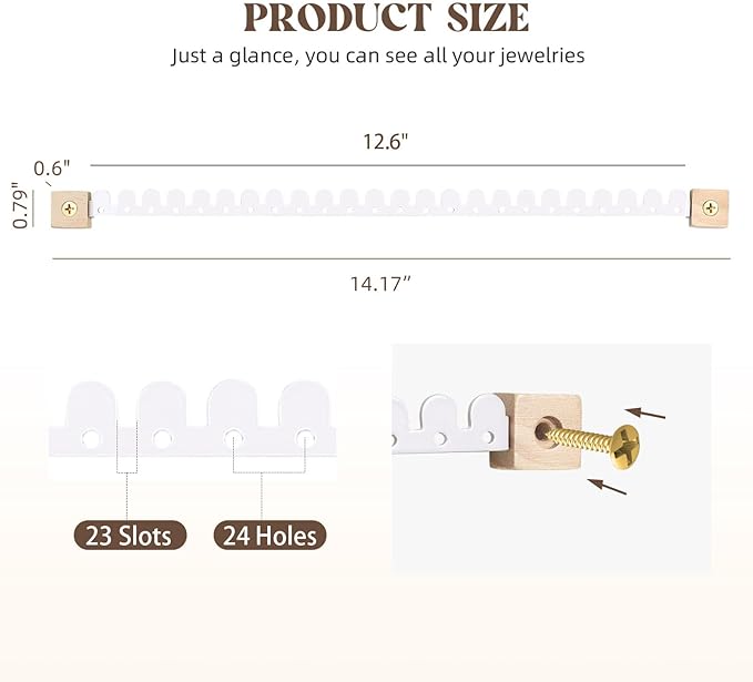 Earring Organizer Wall Mounted 2 Pack Earring Holder Hanging Jewelry Organizer Display for Stud/Hoop/Dangle Earring Necklace Bracelet Ring,White