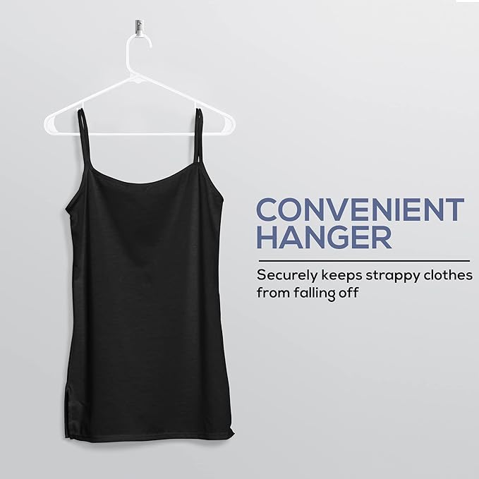 Utopia Home Plastic Hangers 100 Pack - Space Saving Clothes Hanger - Durable & Strong Closet Organizers and Storage with Built-in Strap Hooks - Essential for Shirts, Pants, Skirts & Coats (White)