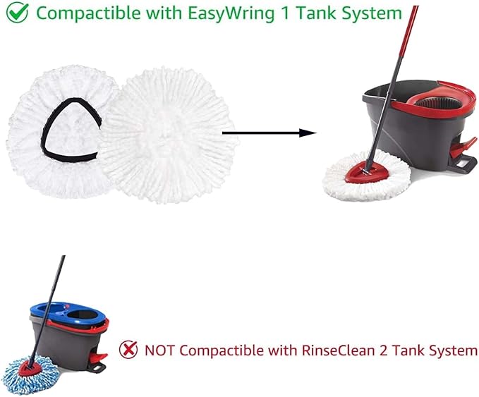 6 Pack Spin Mop Replacement Head Mop Refill Compatible with Ocedar Triangle Swivel Mops Microfiber Swivel Mop Refill,Deep Clean,Machine Washable and Easy to Replace