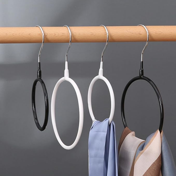 BESPORTBLE Metal Scarf Holder Rings 6pcs Plastic-Coated Metal Storage Hooks for Closet Organization Necktie and Scarf Rack Wardrobe Accessory Organizer for Home Use