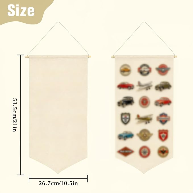 Winmany Wall Hanging Brooch Jewelry Storage Case Canvas Display Stand Enamel Pin Display Banner Holder Earrings Necklace Glitter Pin Collection Organizer (White)