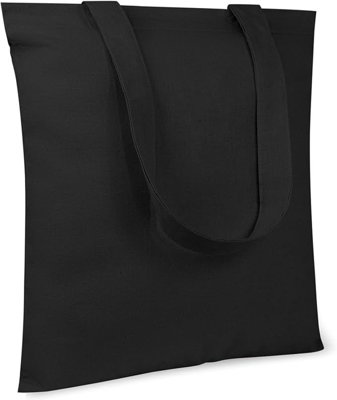 TOPDesign 10-Pack Economical 11.8"x13" Black Cotton Tote Bag, 5oz Lightweight Fabric, Small Reusable Grocery Shopping Cloth Bags, DIY Your Creative Designs