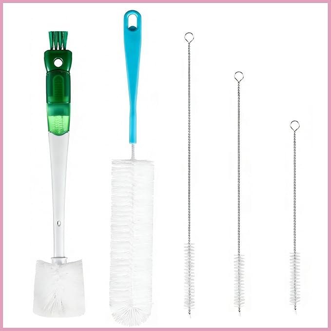 5 in 1 Water Bottle Brushes for Cleaning, Easily Cleans The Cup Mouth, Lid, Bottom, and Straw.Multifunctional Insulation Bottle Cleaning Tools, Home Kitchen Cleaning Tools