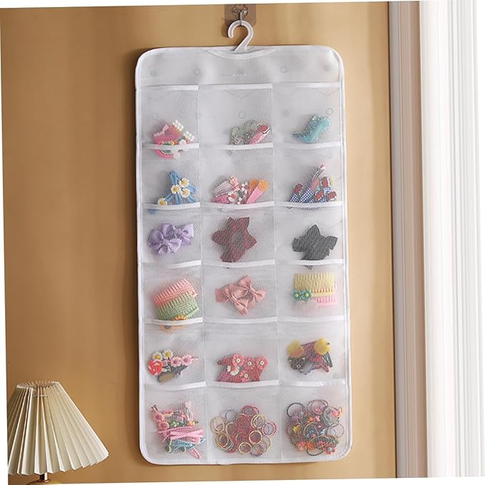 Luxshiny Hanging Accessory Organizer Wall Hanging Hair Clasp Headwear Storage Holder Jewelry Display Organizer White