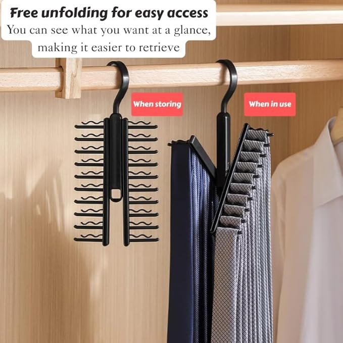 20-Hook Tie and Belt Organizer Rack – Rotating Closet Hanger for Ties, Belts, Scarves – Space-Saving Multi-Functional Closet Storage Rack for Home Use