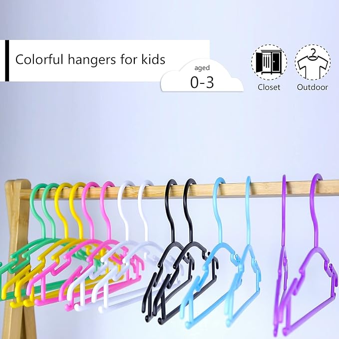 GoodtoU Baby Hangers 100 Pack, Plastic Infant & Toddler Clothes Hangers with Non-Slip Shoulder Notches, Space-Saving Nursery Closet Hangers for Newborn, White