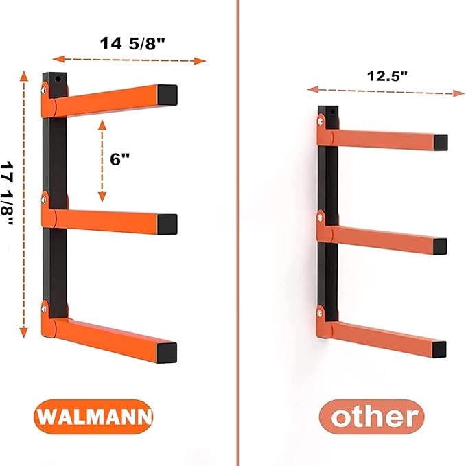 WALMANN Wall Mount Heavy Duty Lumber Rack, Lumber Storage Rack for Garage, Overhead Wood Storage Rack for Woodworking Shop(1 Pair)