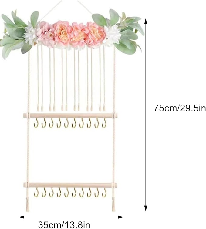 Hanging Hair Accessories Organizer, Hair Clips Storage Holder, Hair Bow Holder Organizer, Headband Holder, Hair Accessories Storage Display Wall Hanging Decor for Women Girls Room Closet Door(Pink)