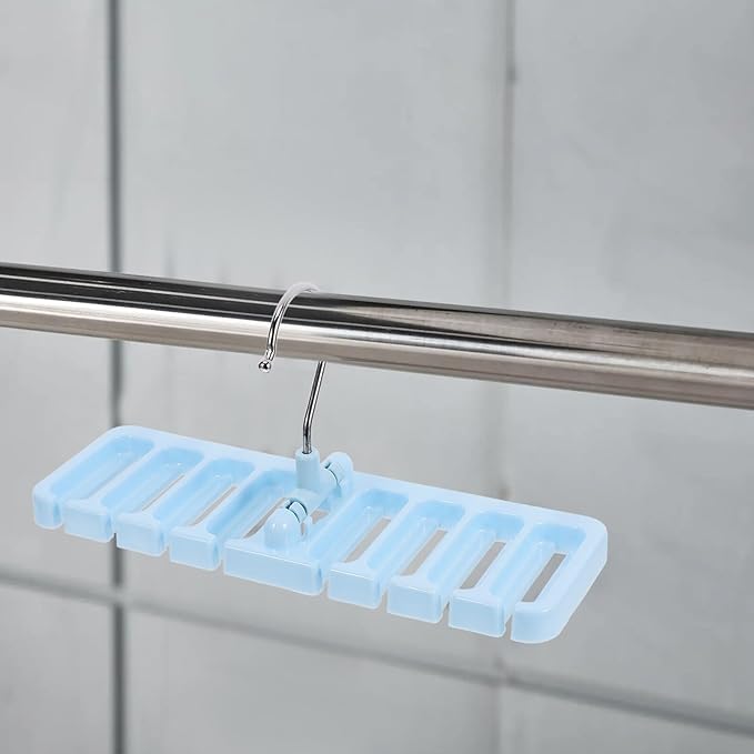 Housoutil Belt and Tie Hanger Rack Organizer for Closet, Small Sky-Blue Multifunctional Belt Holder with Scarf Storage, Space-Saving Accessory Organizer for Wardrobe