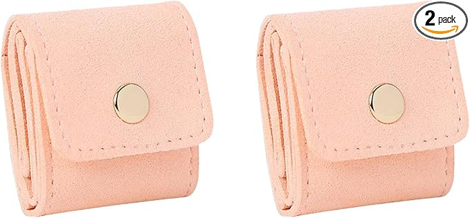 2Pcs Travel Jewelry Case, Mini Jewelry Travel Case Mini Travel Jewelry Portable Foldable, Travel Jewelry Roll Bag with Buckle For Earrings, Rings, Necklaces. (Pink)