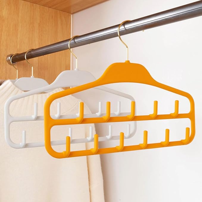 Homoyoyo 2pcs Heavy Duty Belt Hanger Organizer with 11 Hooks, Multi-Function Tie and Scarf Rack for Closet Storage, Large Capacity Hanging Accessory Organizer for Home