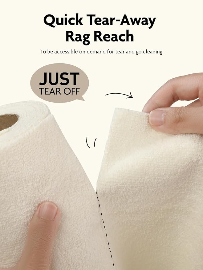 Fantasticlean Microfiber Cleaning Cloth Roll -40 Pack, Tear Away Microfiber Towels, 12" x 12", Reusable, Washable, Scratch Free, Ultra Absorbent Dishcloth for All-Around Cleaning Supplies (Beige)