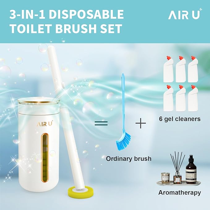 48 Count Disposable Toilet Brush Heads, Toilet Bowl Wand Refills for Toilet and Bathroom Cleaning, Yellow Lemon Fragrance, Not Suitable for Electric Toilet Brushes