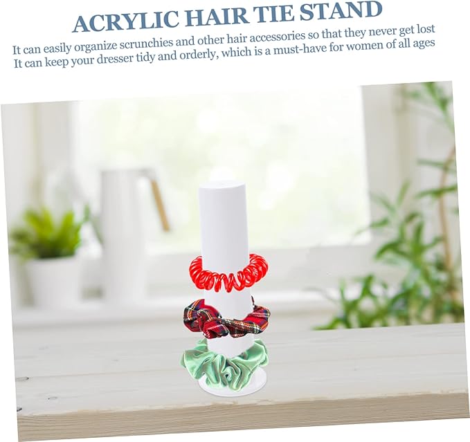 FRCOLOR Acrylic Hair Tie Stand and Bracelet Display Rack Organizer for Hair Accessories Scrunchie Holder Multiple Compartments for Home and Travel Random Color