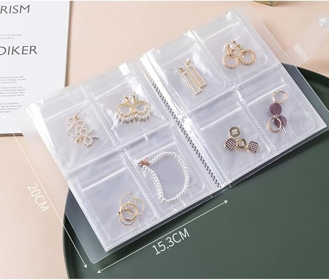 esowemsn Clear Jewelry Storage Book 160 Slots PVC Jewelry Storage Album with 40pcs Zipper Bag Ziplock Jewelry Bags Portable Travel Jewelry Organizer Bag for Rings,Necklace,Bracelets,Stud,Earrings