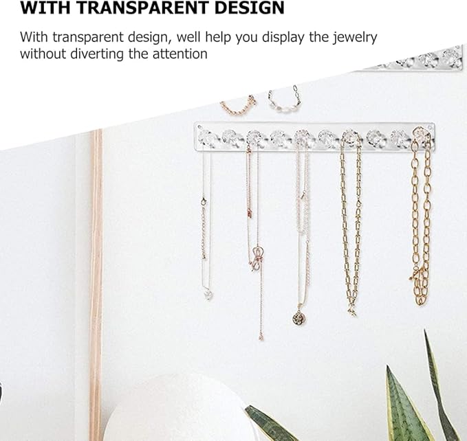 Toyvian Acrylic Wall-mounted Jewelry Hook Necklace Holder Household Organizer for Necklaces and Accessories Storage
